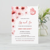 QR Code Kersenbloesem Aquarel Baby Shower Kaart (Staand voorkant)
