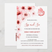 QR Code Kersenbloesem Aquarel Baby Shower Kaart (Voorkant / Achterkant)