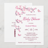 QR-code | Kersenbloesem | BABY SHOWER Kaart (Voorkant / Achterkant)