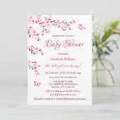 QR-code | Kersenbloesem | Meisje Baby shower Kaart (Staand voorkant)