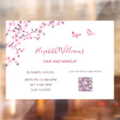 QR Code | Kersenbloesem Roze Wit  Raamsticker (Vel 2)