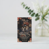 QR Code Kissing Skeletten RSVP Gotische bruiloft Informatiekaartje (Staand voorkant)