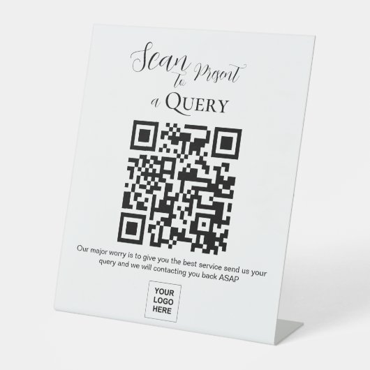 QR-code klantenvraag Reclamebord Met Voetstuk (Voorkant)
