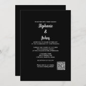 QR Code Klassiek Zwart Wit Script 2024 Bruiloft Kaart (Voorkant / Achterkant)