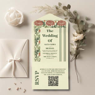 QR Code Klassieke Art Nouveau bruiloft All In One Uitnodiging