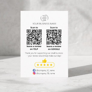 QR-code kleine zakelijke beoordeling GOOGLE en YEL Visitekaartje