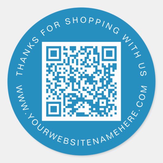QR Code Kleine Zakelijke Website Naam Ibiza Blue Ronde Sticker (Voorkant)