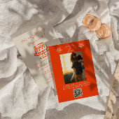 QR-code Kleurrijke Hand getrokken Cake Fotobruilof Kaart