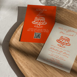 QR-code Kleurrijke Hand getrokken Cake Retro Leuke Kaart