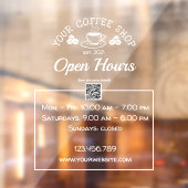 QR-code koffiewinkel, open-uurteken Raamsticker (Vel 2)