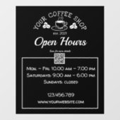 QR-code koffiewinkel, open-uurteken Raamsticker (Vel)