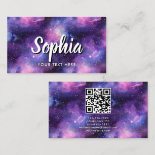 QR-code kosmische sterrenstelsel paarse nevel Visitekaartje