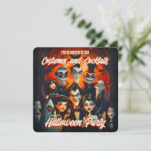 QR Code Kostuums Cocktails Halloween Uitnodiging (Staand voorkant)