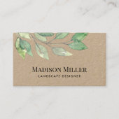 QR Code Landscape Designer Greenery Visitekaartje (Voorkant)