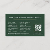 QR Code Landscaping Lawn Service Green Modern  Visitekaartje (Achterkant)