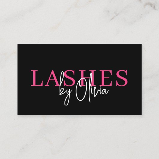 QR Code Lashes Technician Hot Pink Black Visitekaartje (Voorkant)