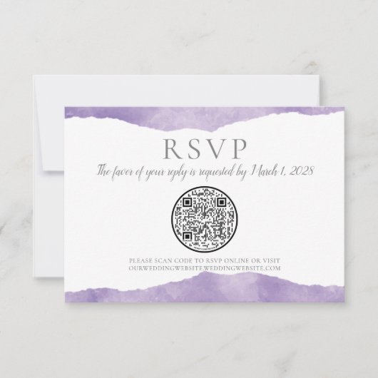 QR Code Lavender Watercolor Wedding RSVP (Devant)