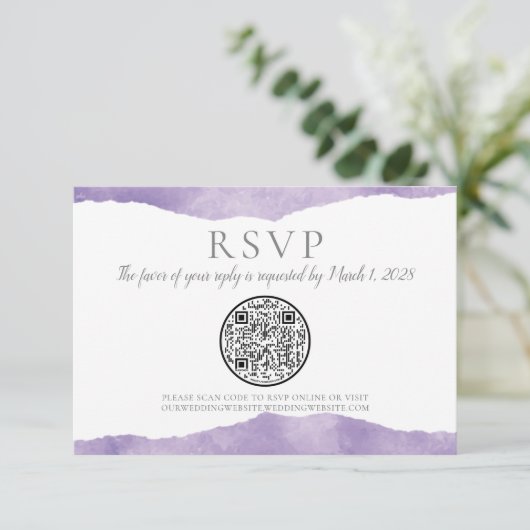 QR Code Lavender Watercolor Wedding RSVP (Debout devant)
