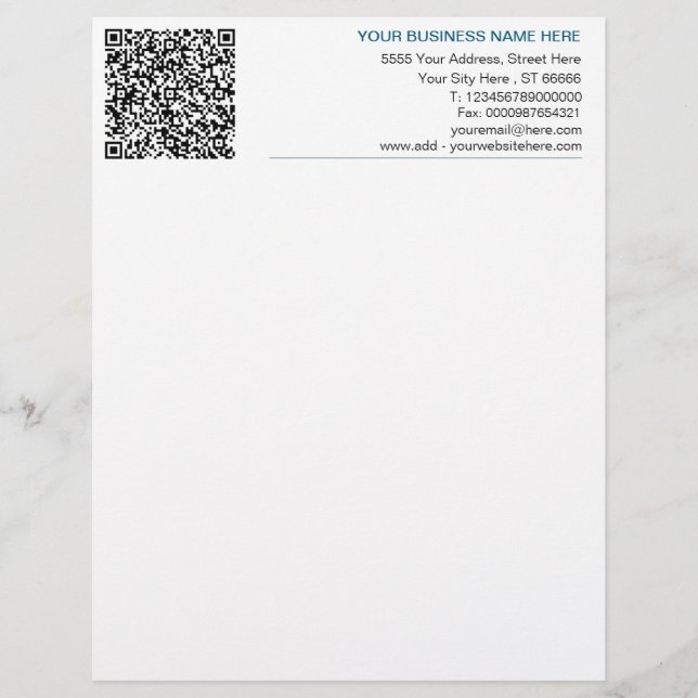 QR Code Letterhead Uw adres voor bedrijfsnaam Briefhoofd (Voorkant)