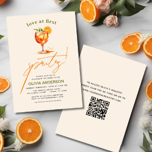 QR Code Liefde Op Het Eerste Bruisende Oranje Brui Kaart