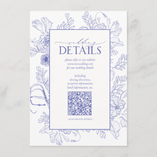 QR Code Lila Lavender Floral Wedding Details Informatiekaartje