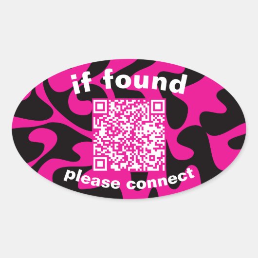 QR Code lime green cute lost found Ovale Sticker (Voorkant)