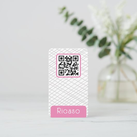 QR Code Lined Pattern Gepersonaliseerd Visitekaartje (Staand voorkant)