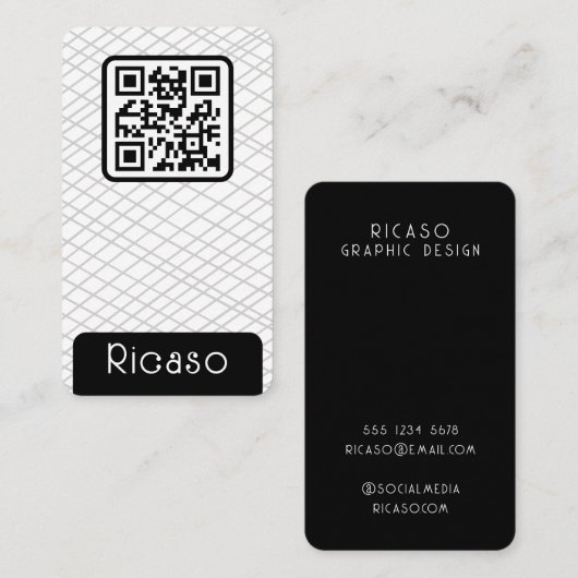 QR Code Lined Pattern Gepersonaliseerd Visitekaartje (Voorkant / Achterkant)