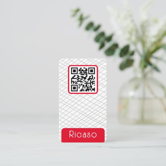 QR Code Lined Pattern Gepersonaliseerd Visitekaartje (Staand voorkant)