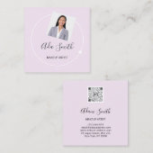 QR Code Logo Aangepaste Aangepaste foto Roze maken Vierkante Visitekaartje (Voorkant / Achterkant)