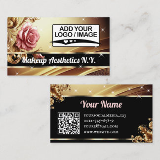 QR Code Logo Afbeelding Sjabloon Golden Roos Luxur Visitekaartje