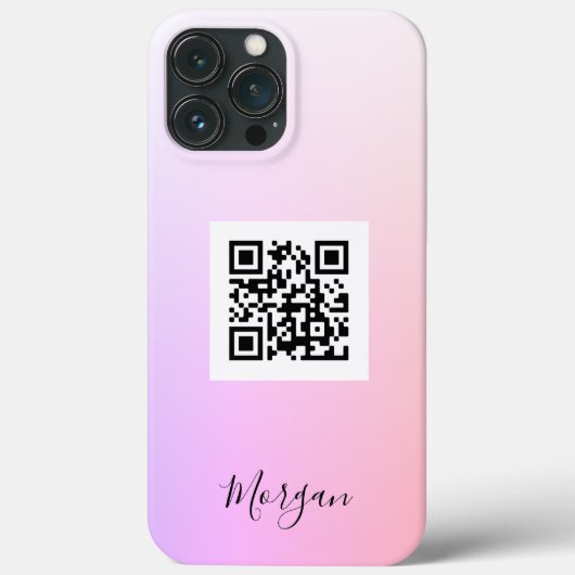 QR Code Logo Art Fotonaam, Gradiënt Paars/Roze Case-Mate iPhone Case (Achterkant)