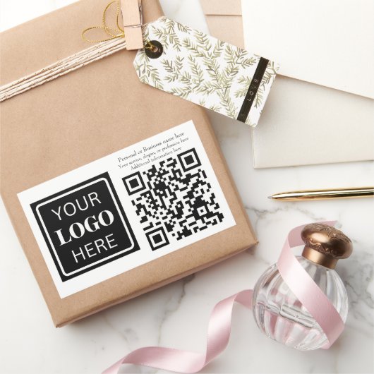 QR-code Logo Basic Business Rechthoekige Sticker (Geschenken)