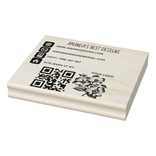 Qr-code logo basisinfo pictogrammen rubber stamp 	rubberstempel (Stempel)