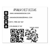 Qr-code logo basisinfo pictogrammen rubber stamp 	rubberstempel (Afrduk)
