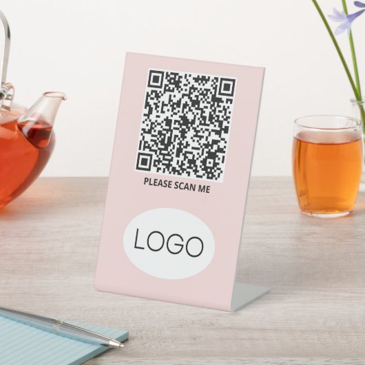 QR Code Logo Contactloos Reclamebord Met Voetstuk (Insitu)