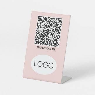 QR Code Logo Contactloos Reclamebord Met Voetstuk