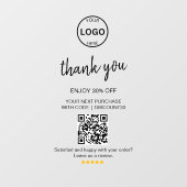 QR Code Logo Dank u Korting Laat ons Review Raamsticker (Vel)