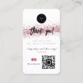 QR Code & Logo Dank u Roos Gouden Glitter Visitekaartje (Voorkant)