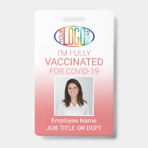 QR-code Logo Foto ID Covid Vaccin Pas Roze Badge
