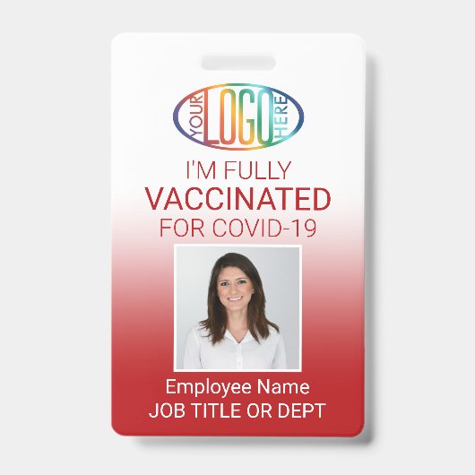 QR-code Logo Foto-ID Covid Vaccine Pass Red Badge (Front)
