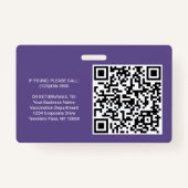 QR Code Logo Foto Medewerker ID Vaccin Pass Paarse Badge (Achterkant)