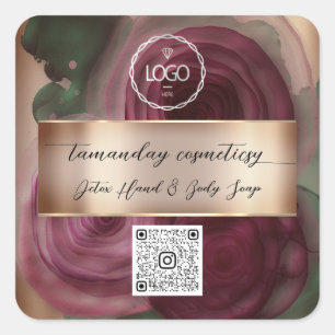 QR Code Logo Foto Product Dank Roos Bourgogne Vierkante Sticker