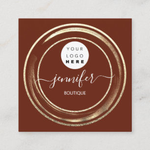 QR-code Logo Glitter Gold Burgundy Lijst Modern Vierkante Visitekaartje