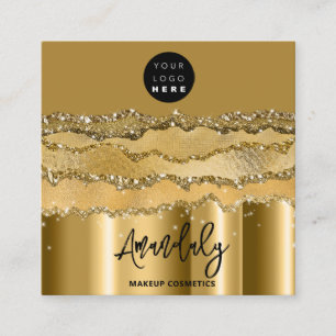 QR Code Logo Gold Glitter Strokes Black Mustard Vierkante Visitekaartje