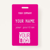 QR-code&logo in heet roze Badge (Voorkant)