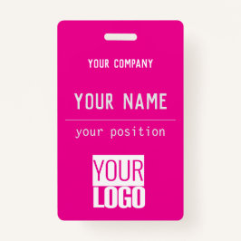 QR-code&logo in heet roze Badge