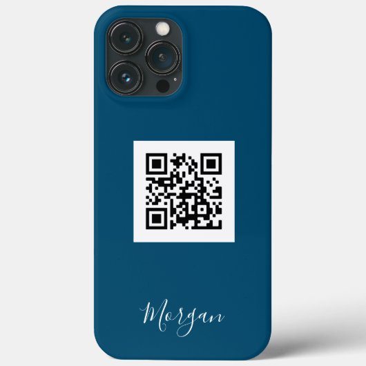 QR-code, logo-kunst of foto, scriptnaam Oceaanblau Case-Mate iPhone Case (Achterkant)