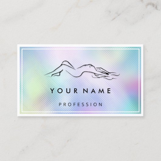 QR-CODE Logo-lichaam massage blauw omhuld Bu Visitekaartje (Voorkant)