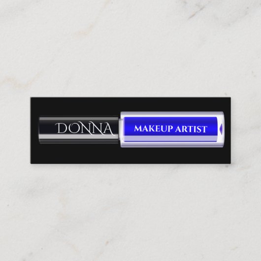 QR-code Logo Makeup Blue lipstick Cosmetica Mini Visitekaartje (Voorkant)